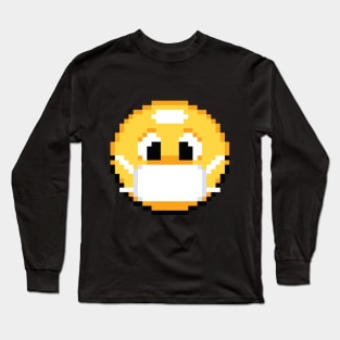 Masked Pixel Emoji Long Sleeve T-Shirt